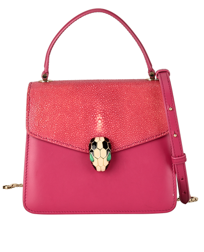 Small Serpenti Forever, &pound;1,100, Handbags, Pink, Leather/Stingray, Front view